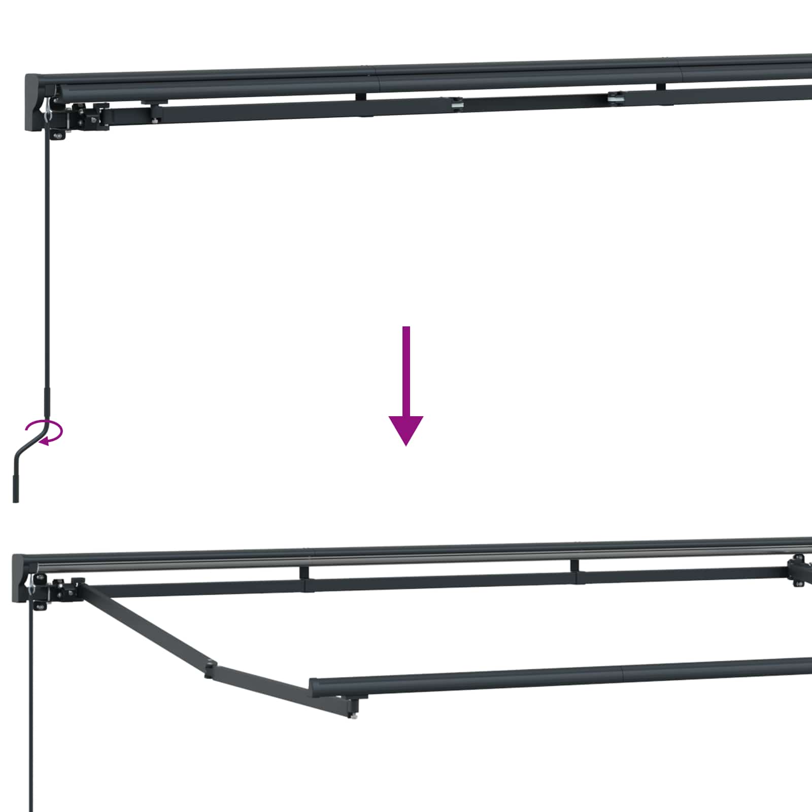 Manuális napernyő keret állítható antracit 4 × 3,5 m acél