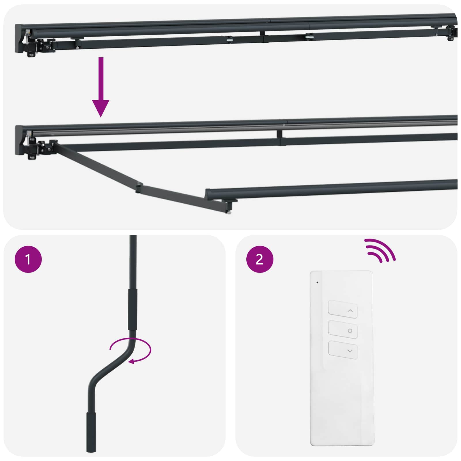 Elektromos kihúzható napellenző keret antracit 4 × 3,5 m acél