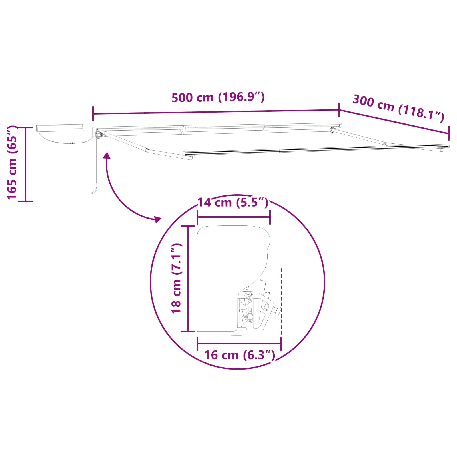 Elektromos kihúzható napellenző keret antracit 5 x 3 m acél