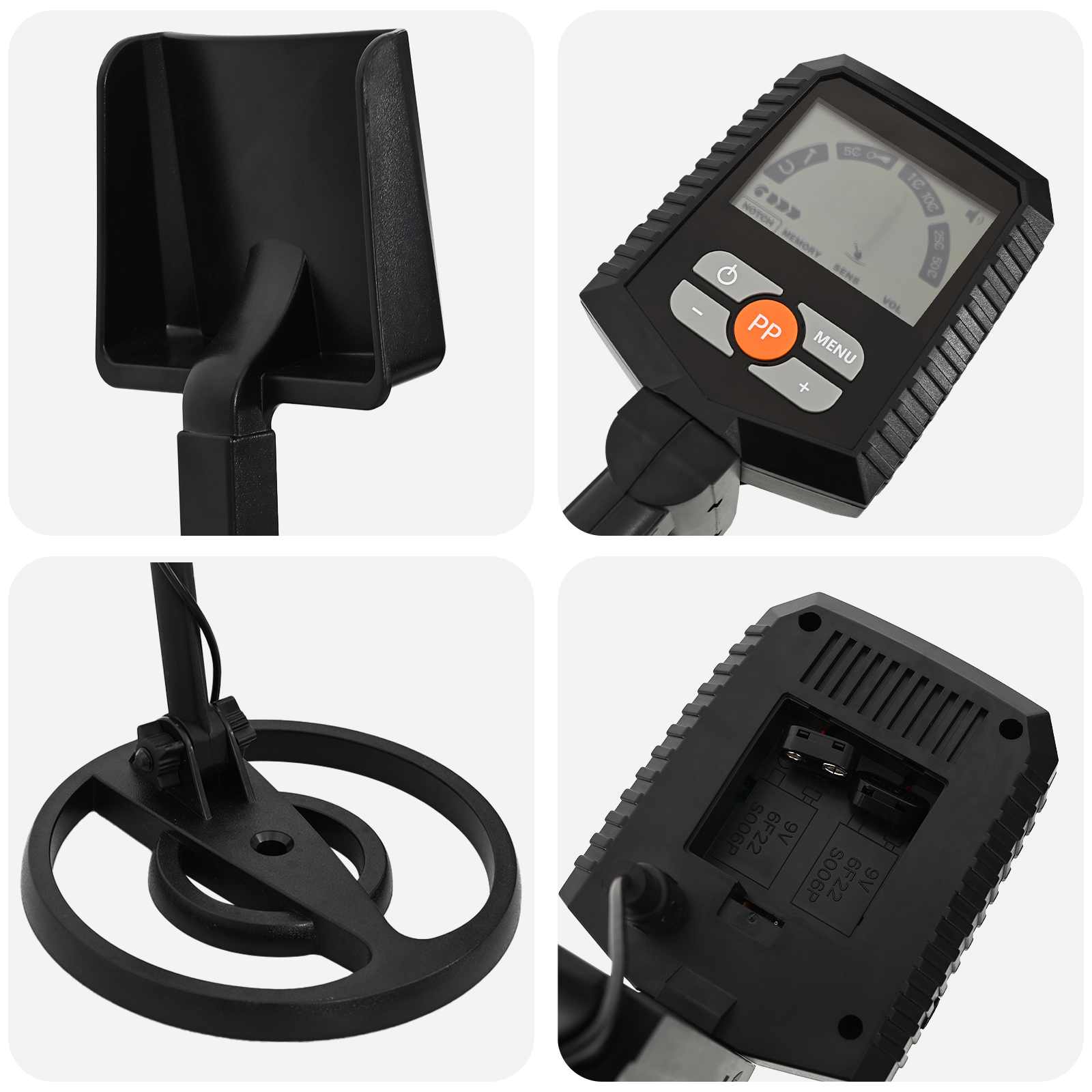 Fémkereső lcd kijelzővel 3 modell 19 cm tekercs fekete