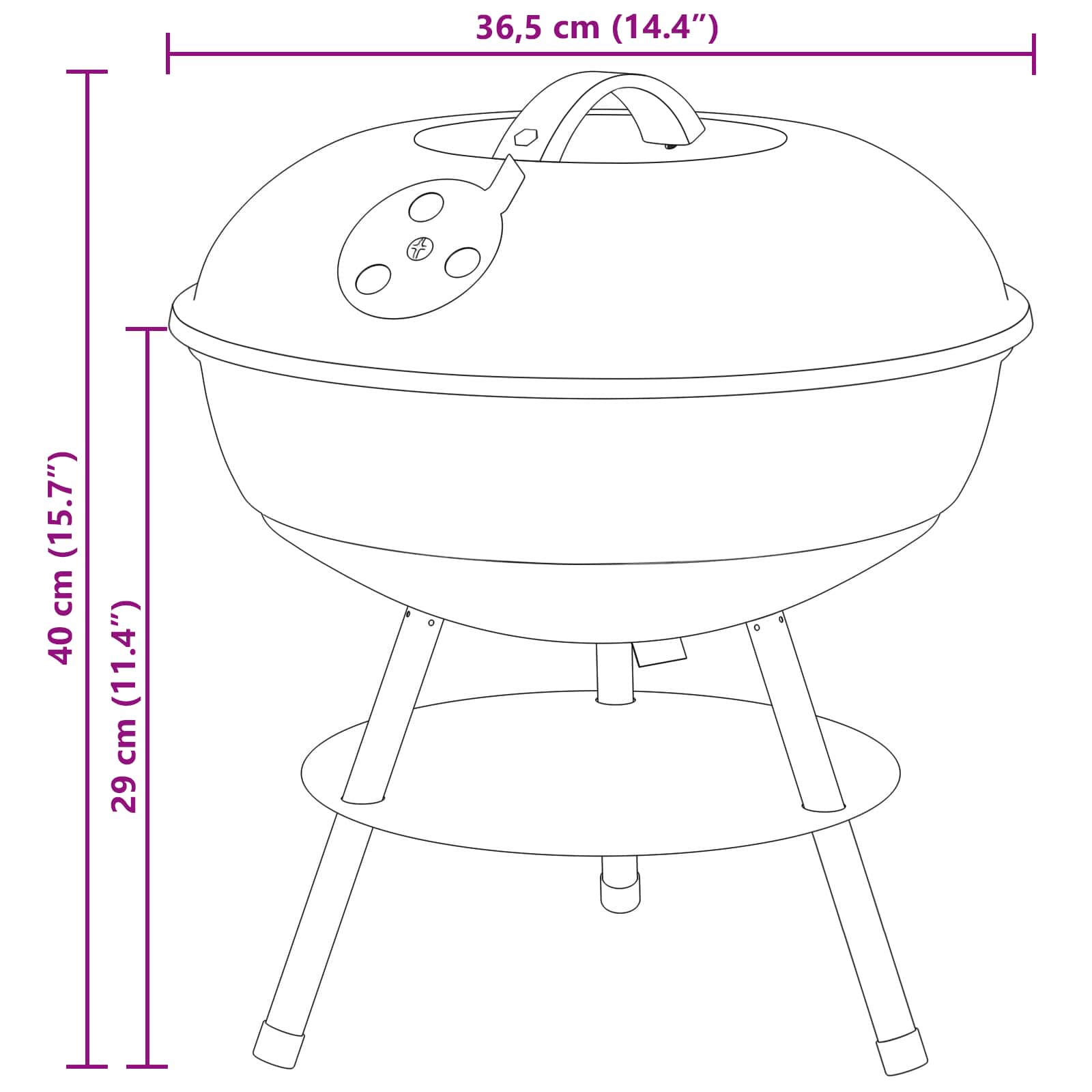 Fak grill fekete 36,5 x 36,5 x 40 cm