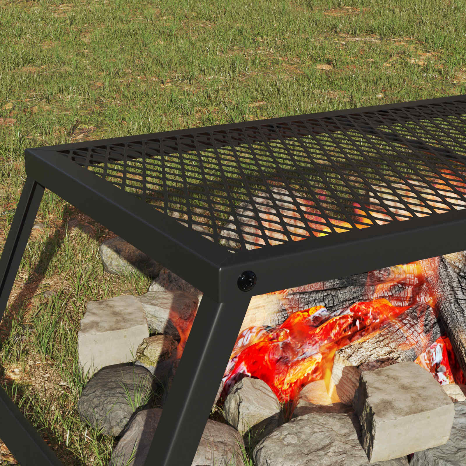 Összecsukható kemping grill fekete 58 x 31 x 2 cm ötvözött acél