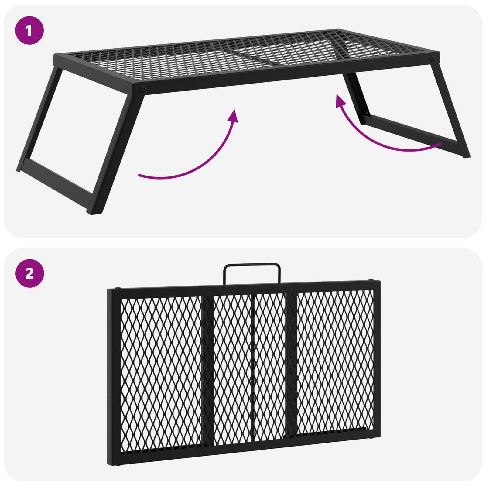 Összecsukható kemping grill fekete 58 x 31 x 2 cm ötvözött acél