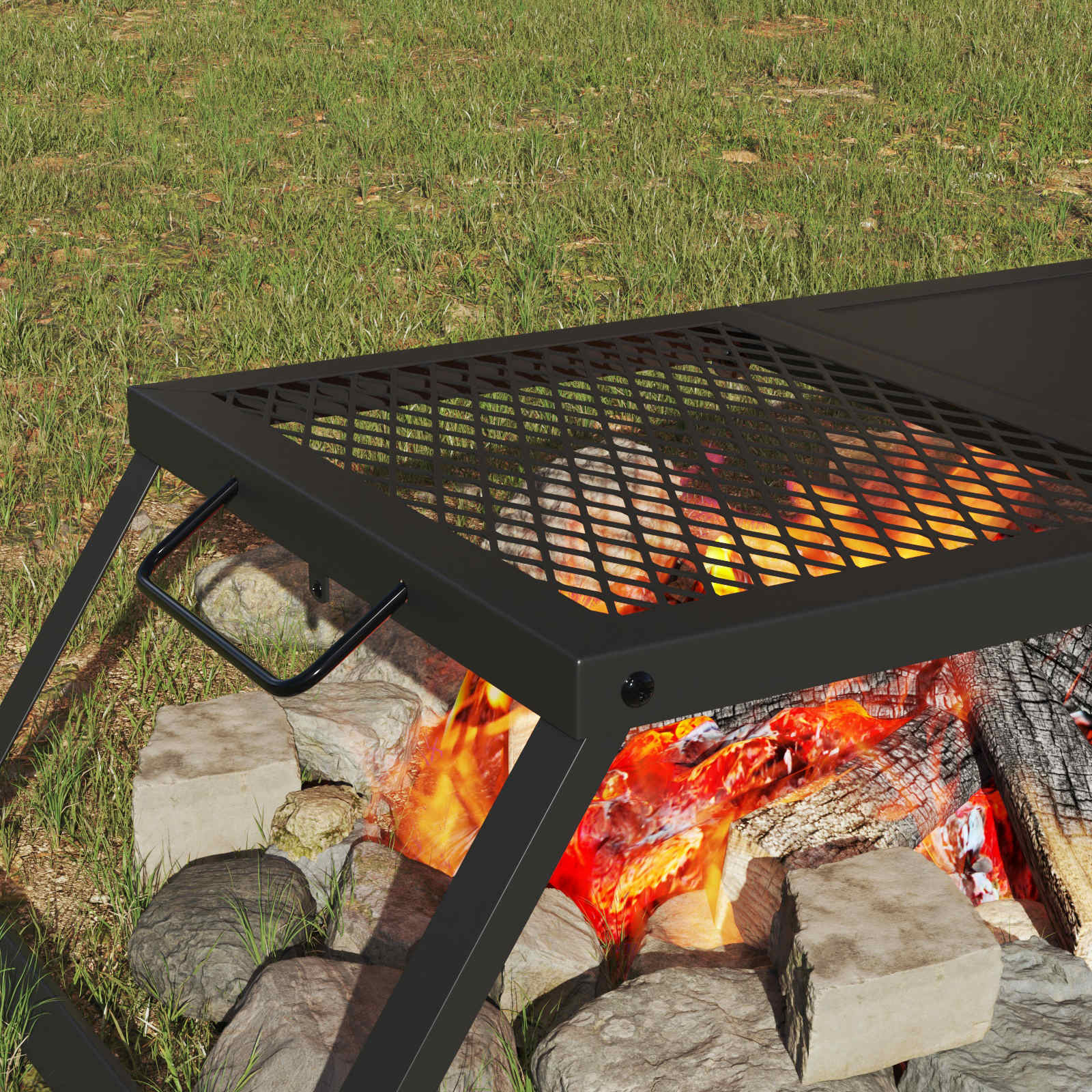 Összecsukható kemping grill fekete 31,5 x 26,5 x 4 cm
