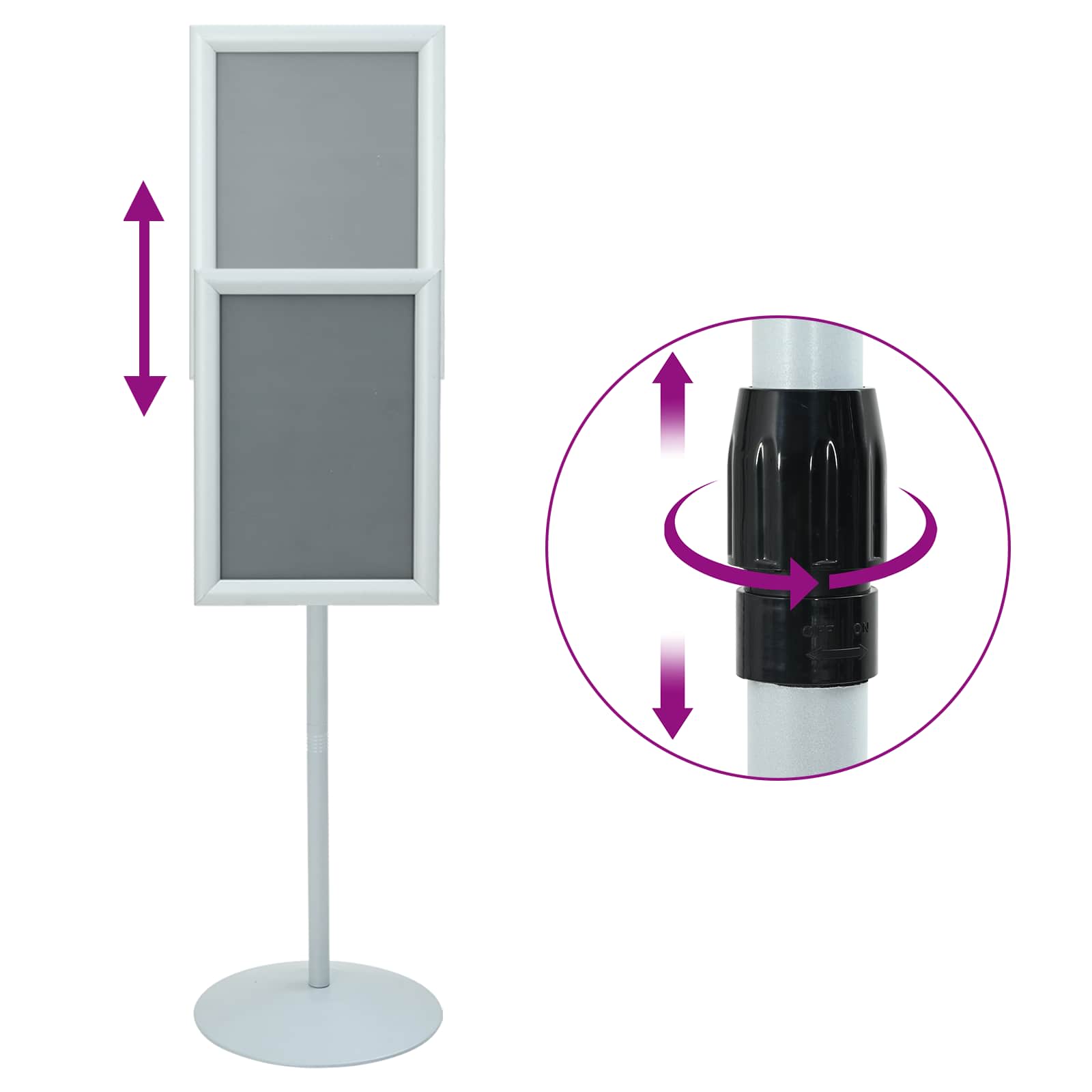 Pedestal poszter állvány ezüst 33 x 33 x 126 cm pvc és acél