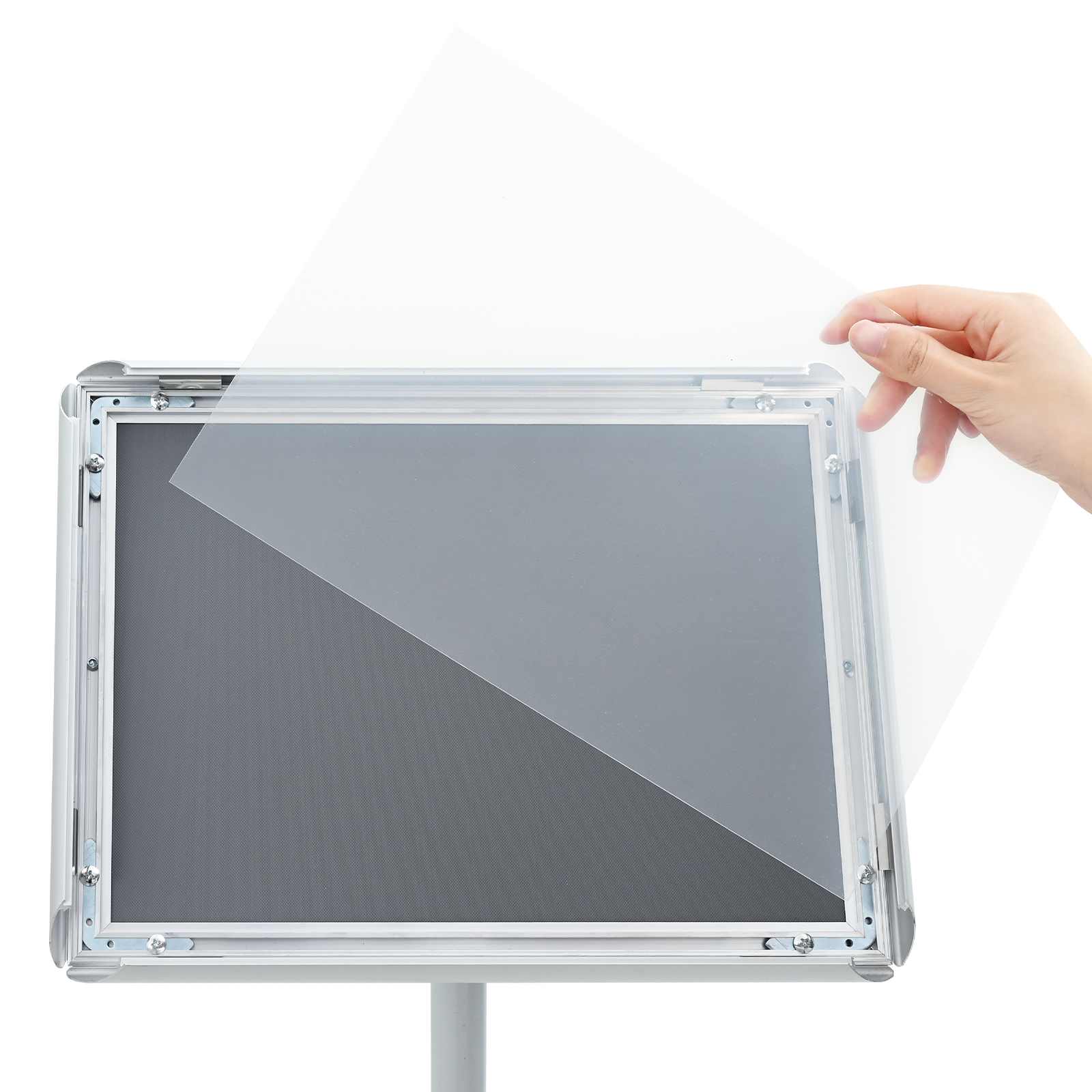 Pedestal poszter állvány ezüst 33 x 33 x 126 cm pvc és acél