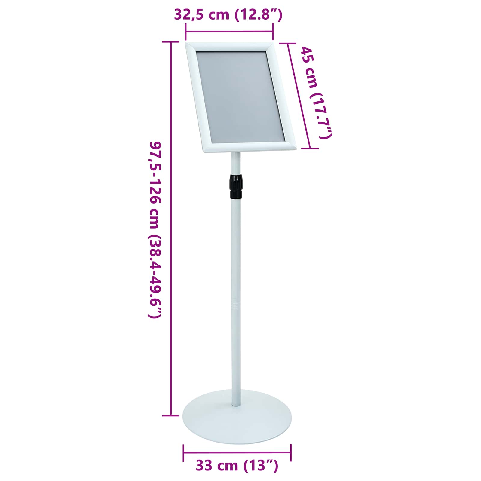 Pedestal poszter állvány ezüst 33 x 33 x 126 cm pvc és acél