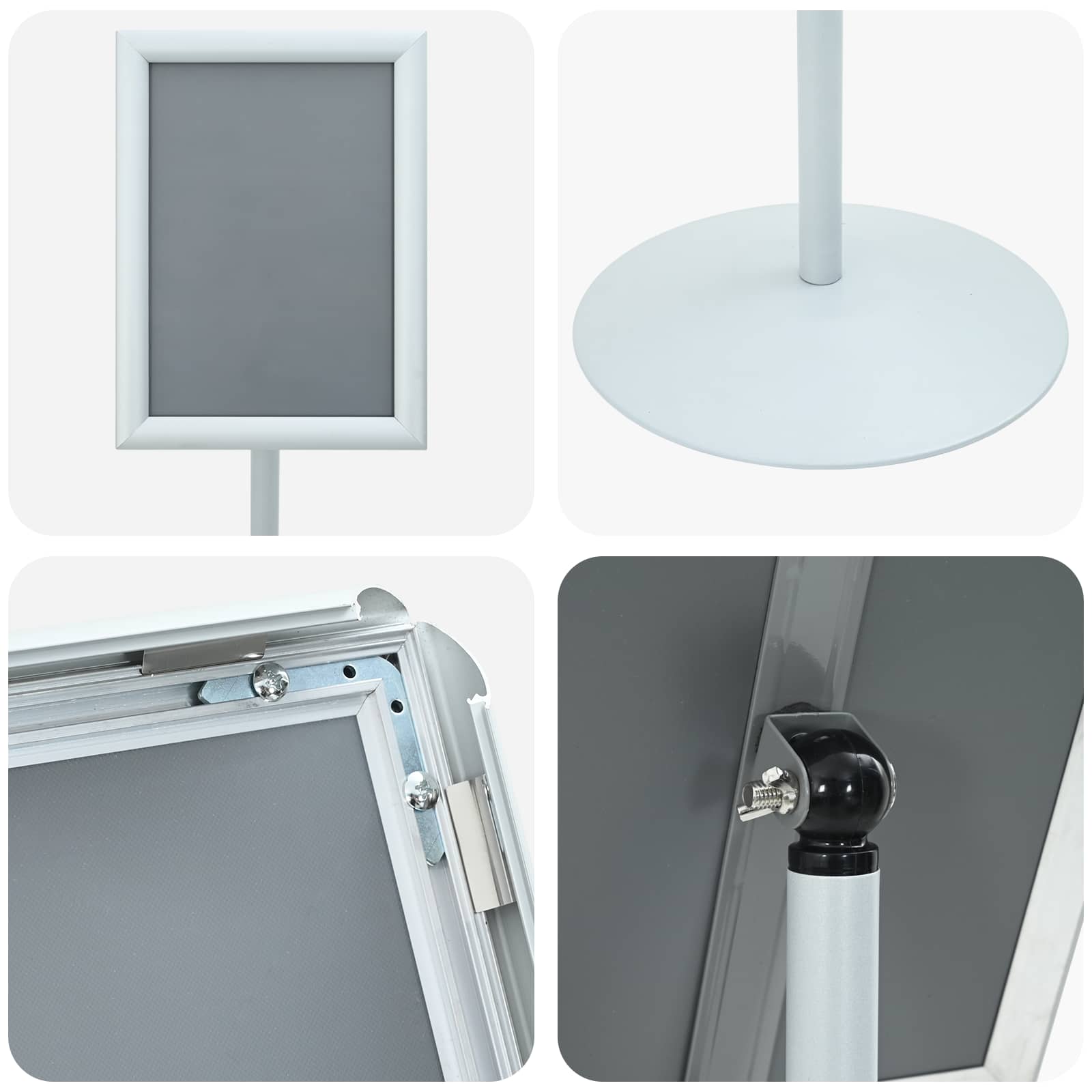 Pedestal poszter állvány ezüst 33 x 33 x 123 cm pvc és acél