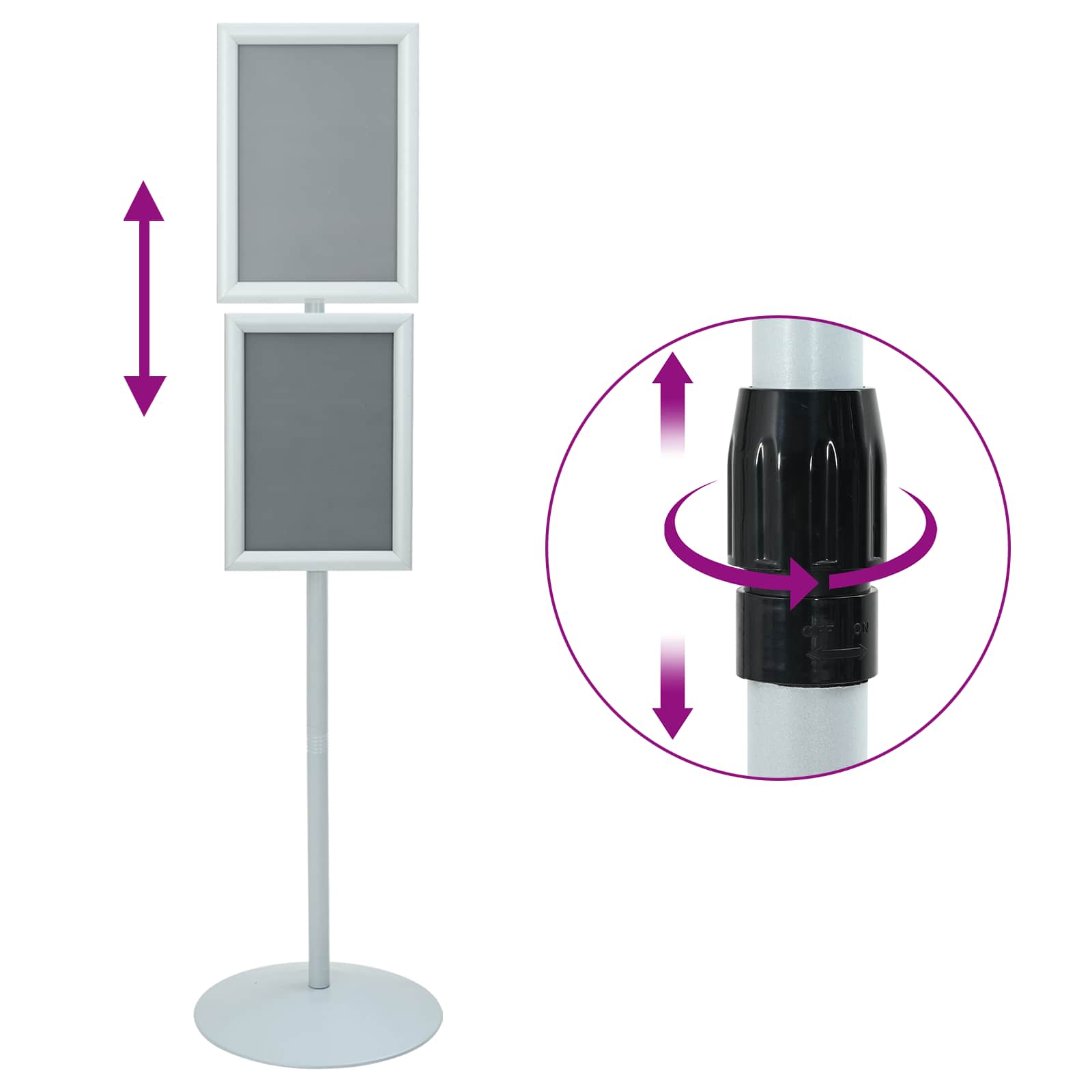 Pedestal poszter állvány ezüst 33 x 33 x 123 cm pvc és acél