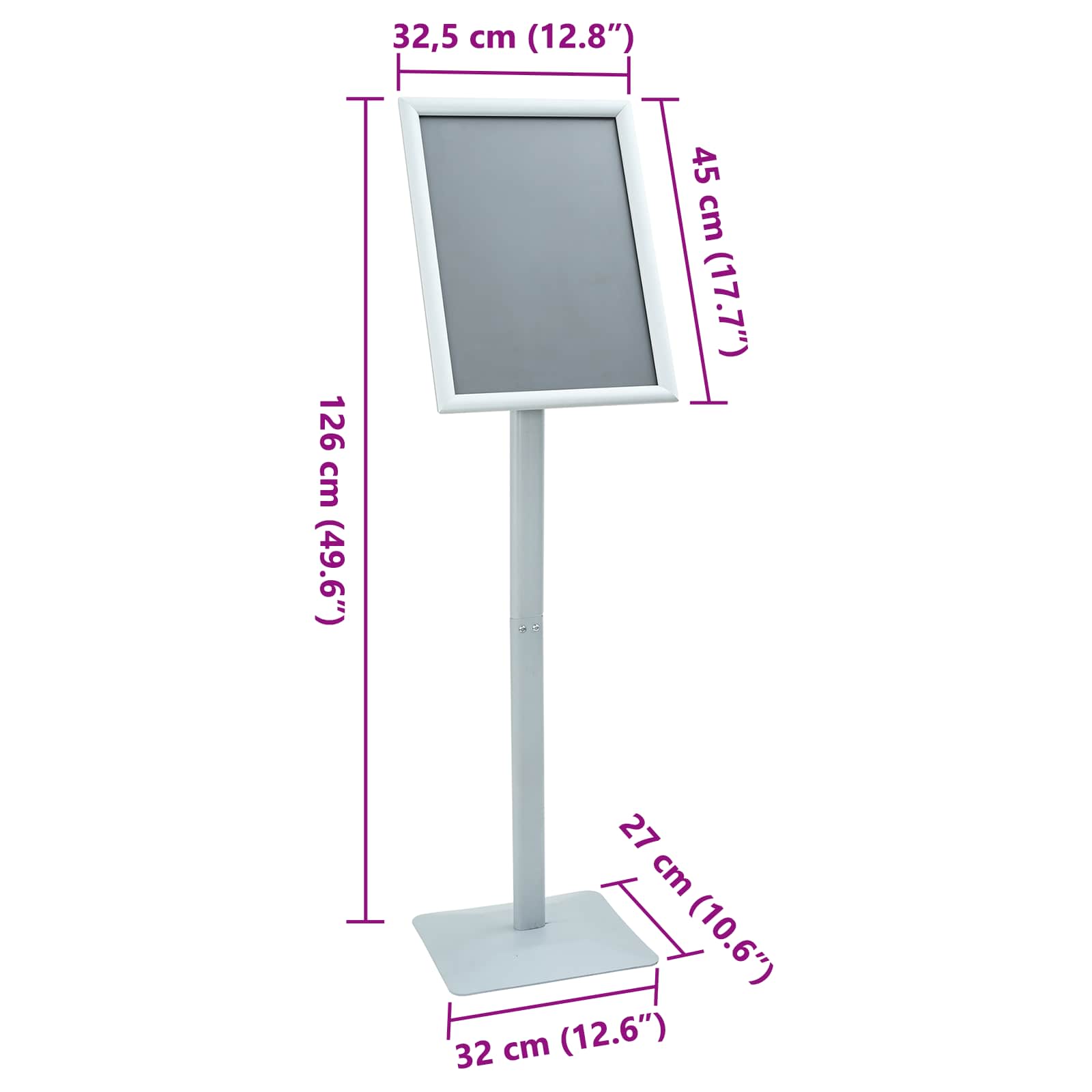 Pedestal poszter állvány ezüst 32,5 x 27 x 126 cm