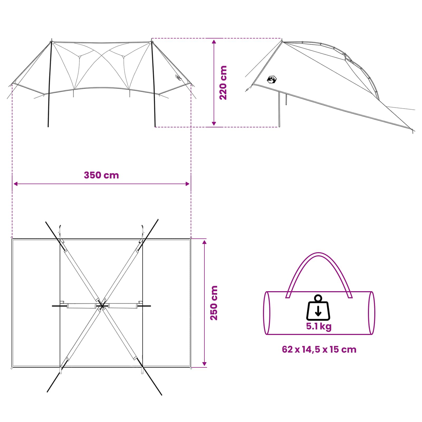 Autós sátor tetővel kék 350 x 250 cm poliészter és acél