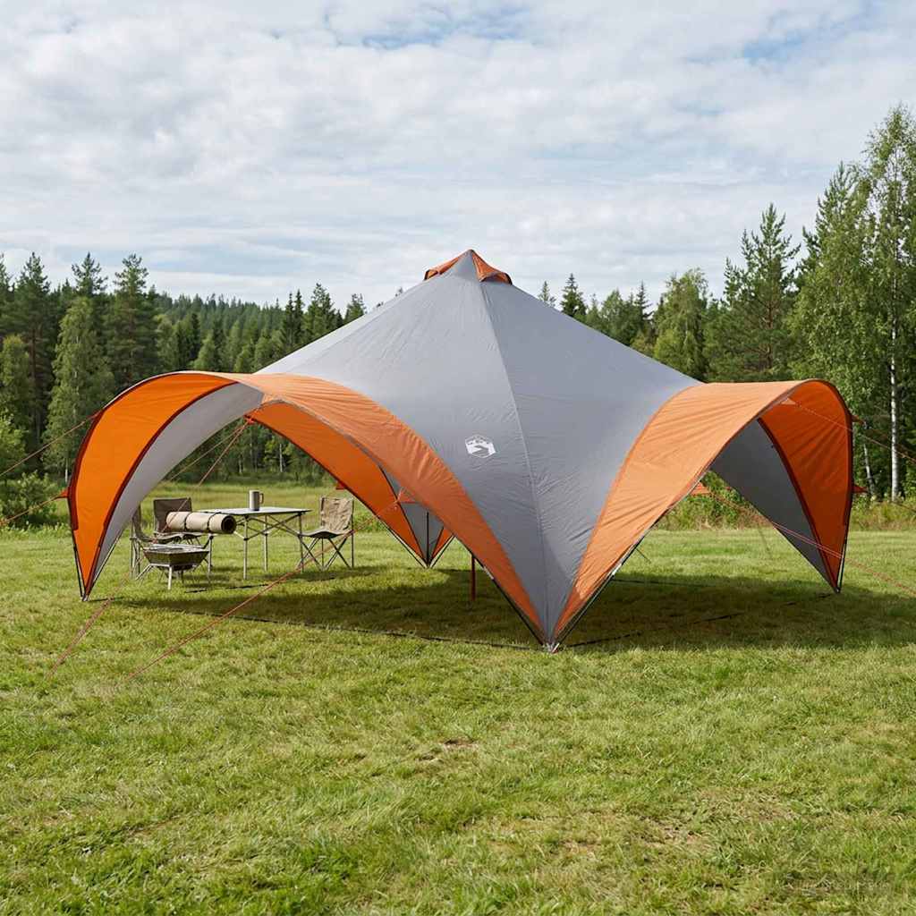 Partysátor tetővel szürke és narancs 600 x 600 x 400 cm