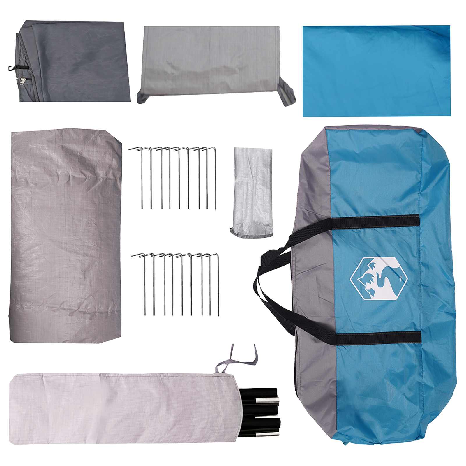 Alagút sátor tetővel kék 10 személyes poliészter és acél