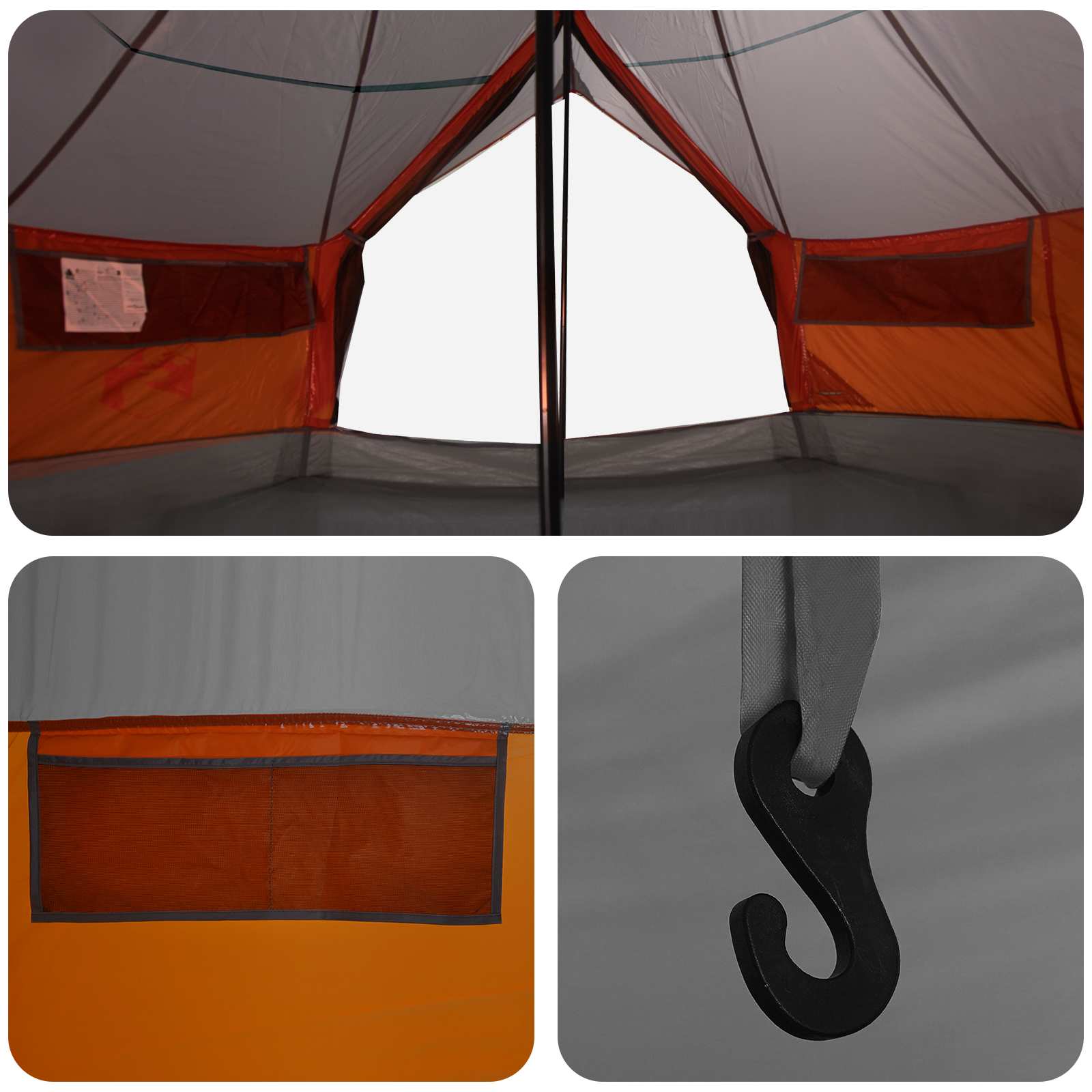 Tipi sátor tetővel szürke és narancs 800 x 800 x 430 cm
