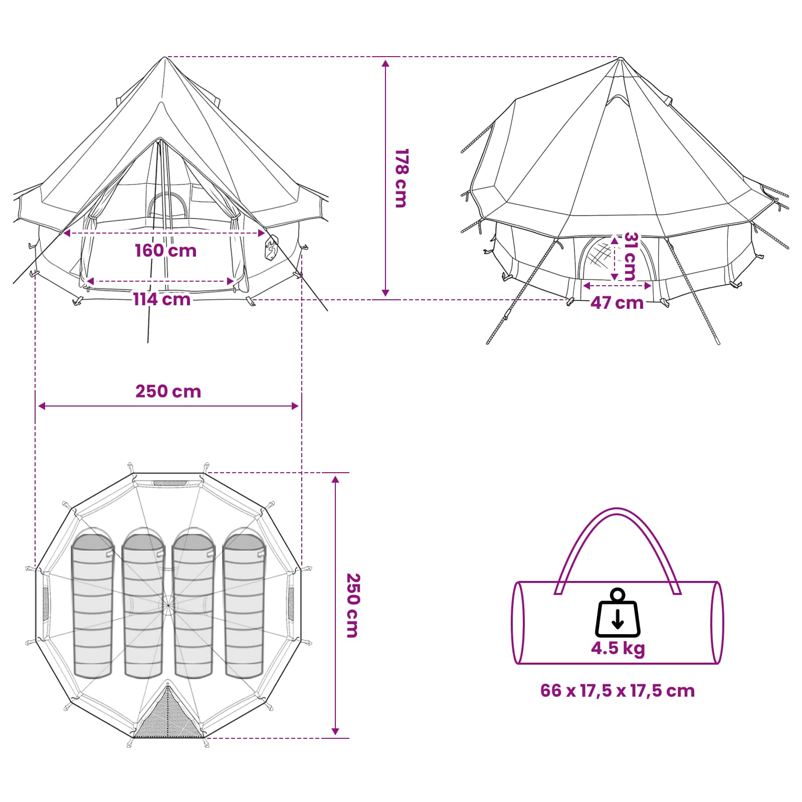 Tipi sátor tetővel zöld 250 x 250 cm poliészter és acél