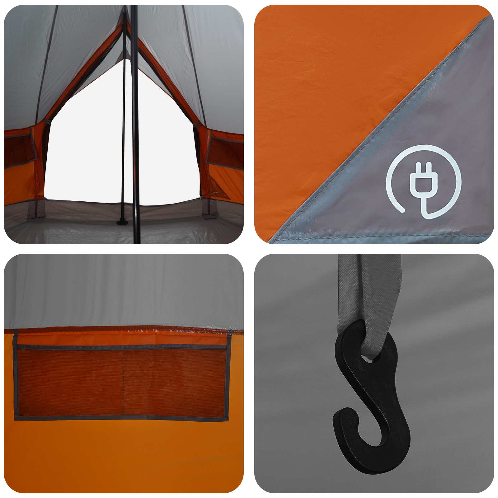 Tipi sátor szürke és narancs 250 x 250 cm poliészter és acél