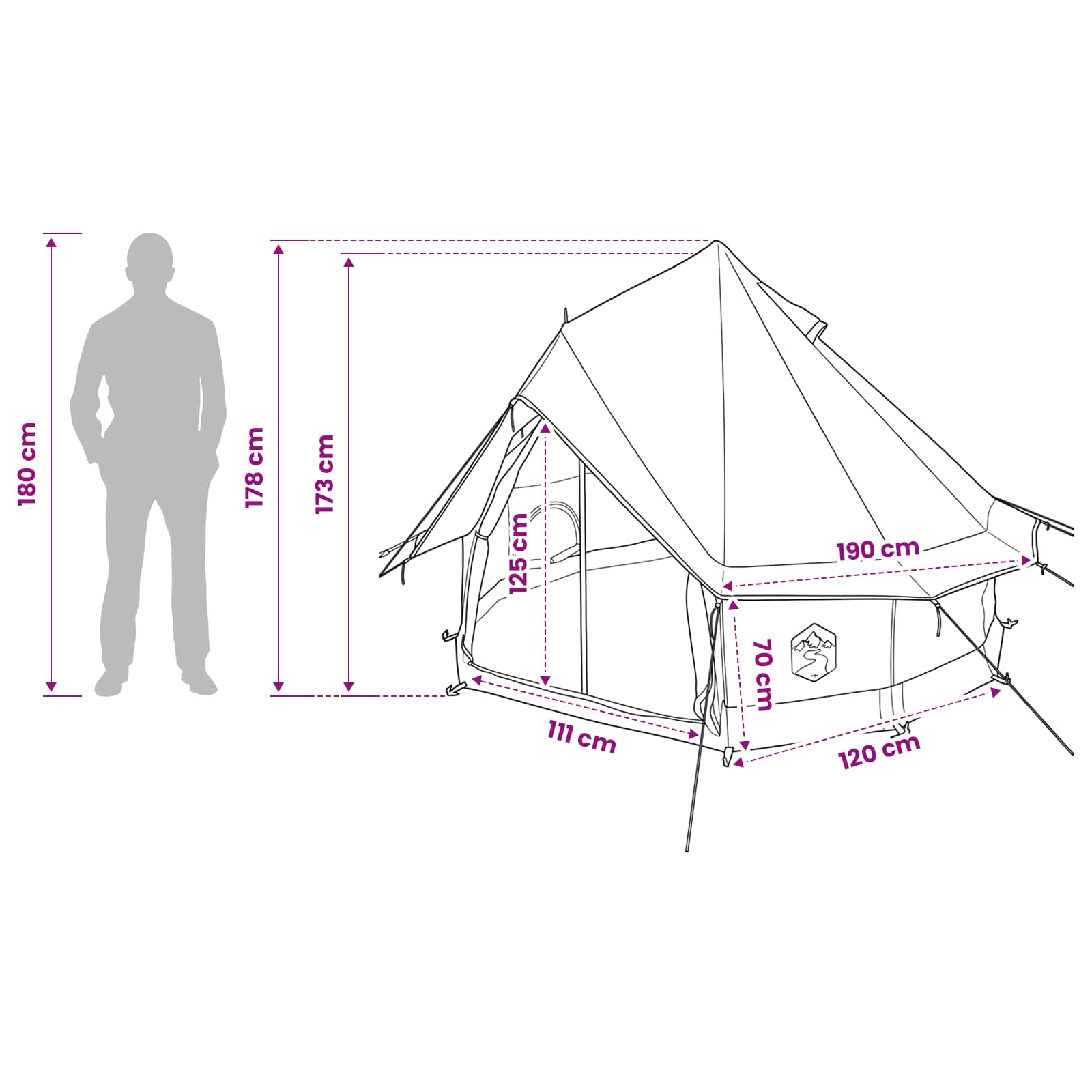 Tipi sátor szürke és narancs 250 x 250 cm poliészter és acél