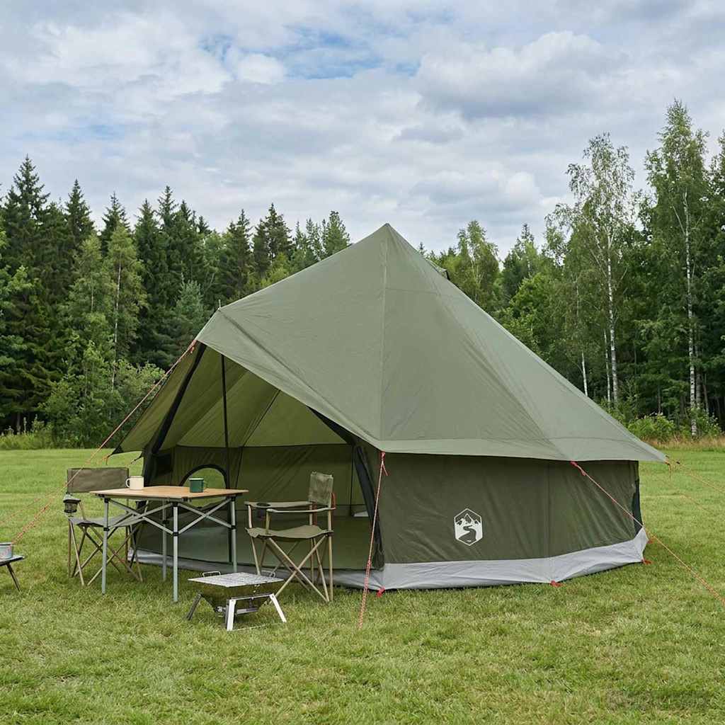 Tipi sátor olajzöld 300 x 300 x 200 cm poliészter és acél