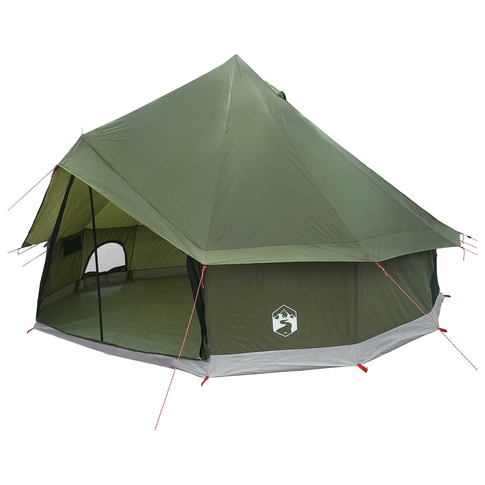 Tipi sátor olajzöld 300 x 300 x 200 cm poliészter és acél