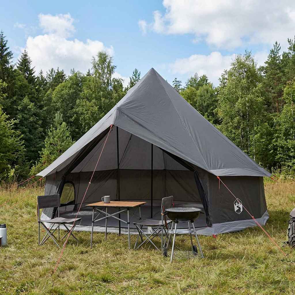 Tipi sátor barna szürke 300 x 300 x 200 cm poliészter és acél