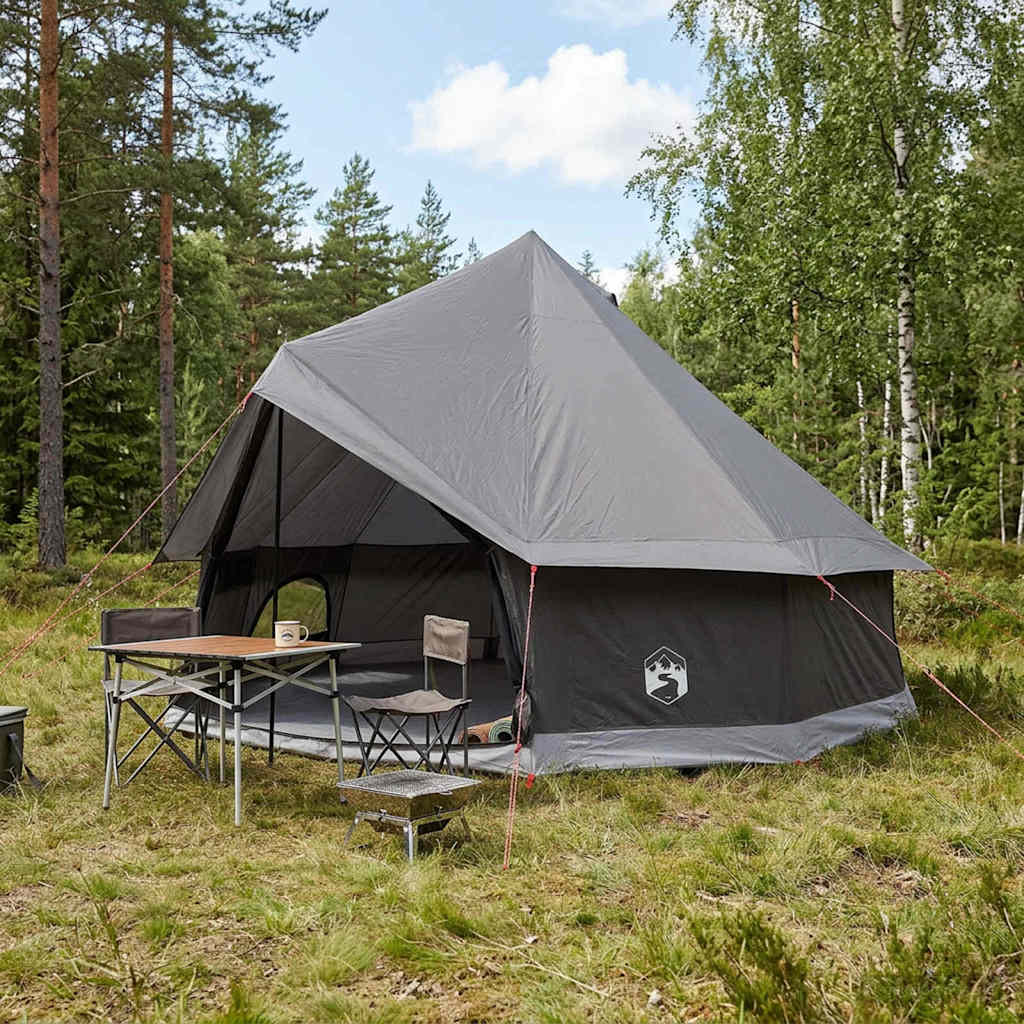 Tipi sátor barna szürke 400 x 400 x 250 cm poliészter és acél