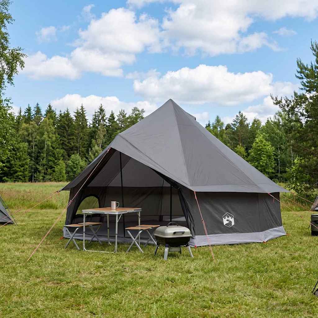 Tipi sátor barna szürke 600 x 600 x 350 cm poliészter és acél