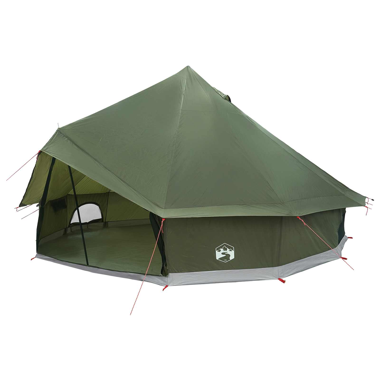 Tipi sátor olajzöld 500 x 500 x 300 cm poliészter és acél