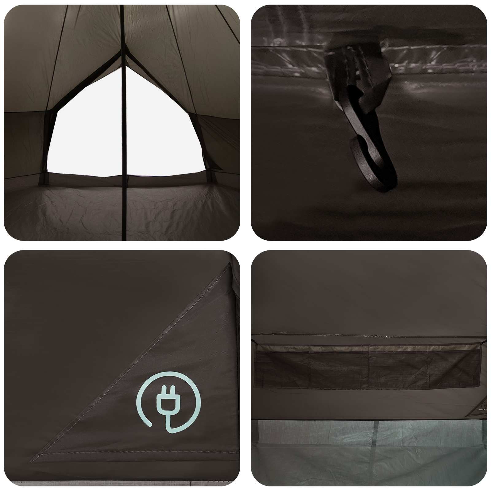 Tipi sátor barna szürke 500 x 500 x 300 cm poliészter és acél