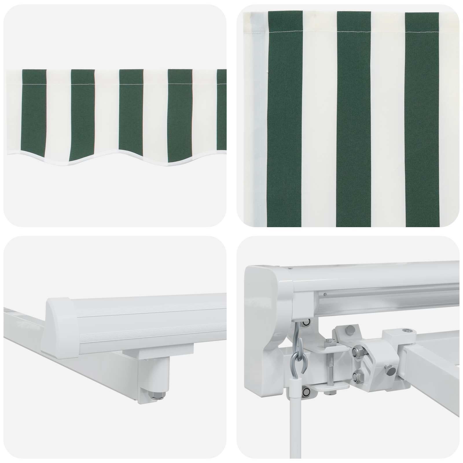 Kézi napellenző keret led világítással zöld és fehér 4 × 3,5 m