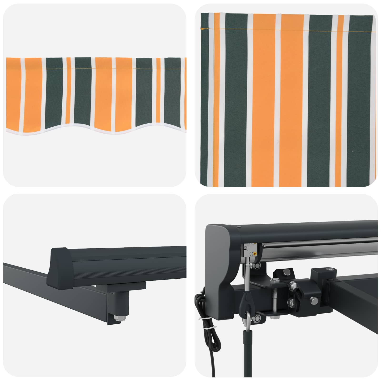 Elektromos kihúzható napernyő zöld és sárga 5 × 3,5 m