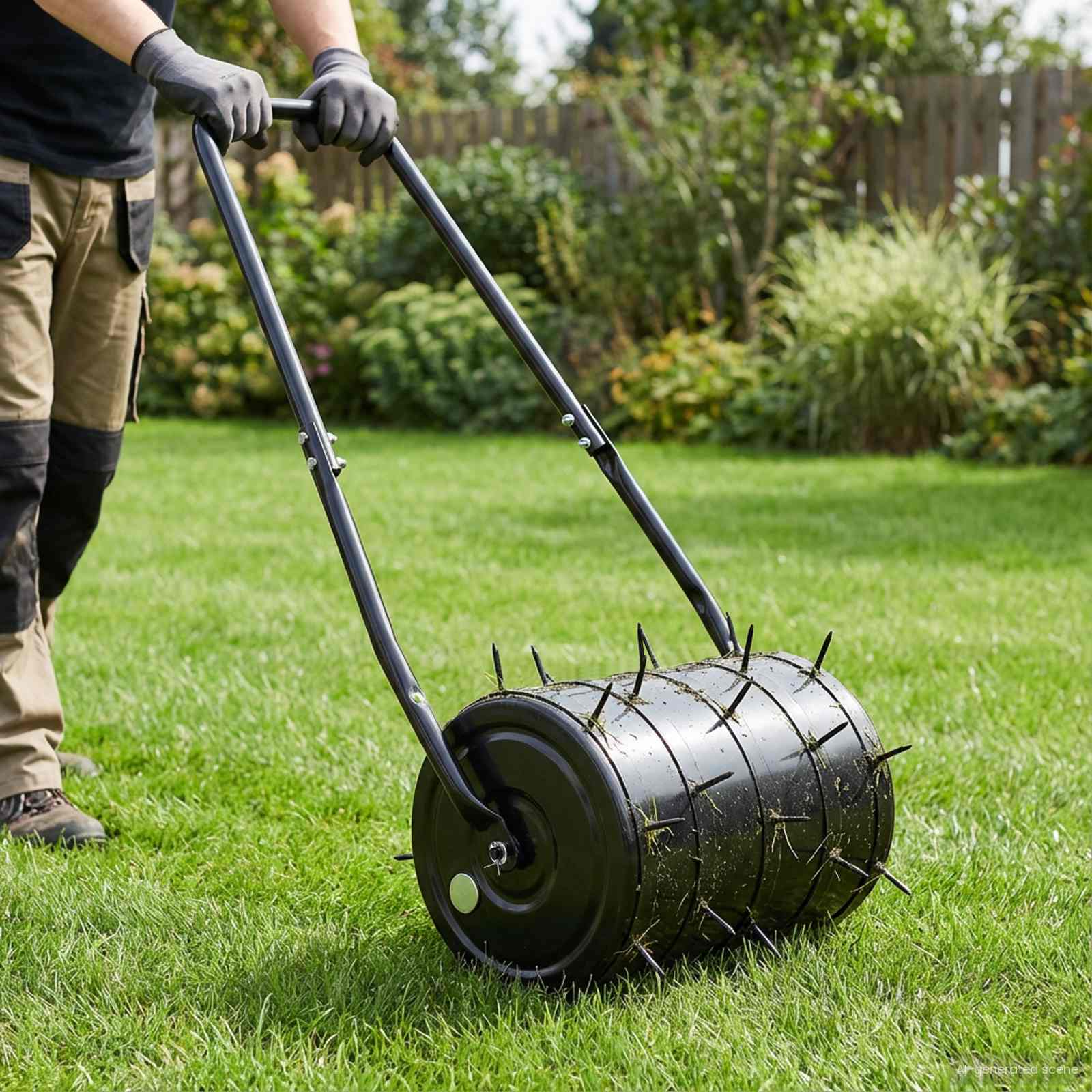 Fűroller aerátor csipeszekkel fekete 110 x 52 cm vas