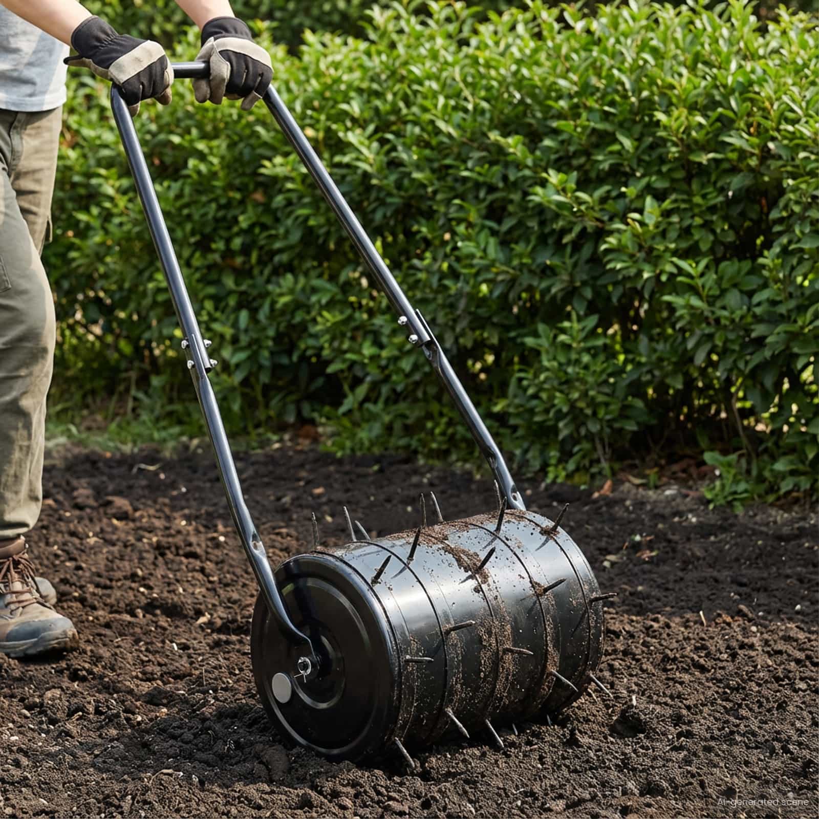 Fűroller aerátor csipeszekkel fekete 110 x 52 cm vas