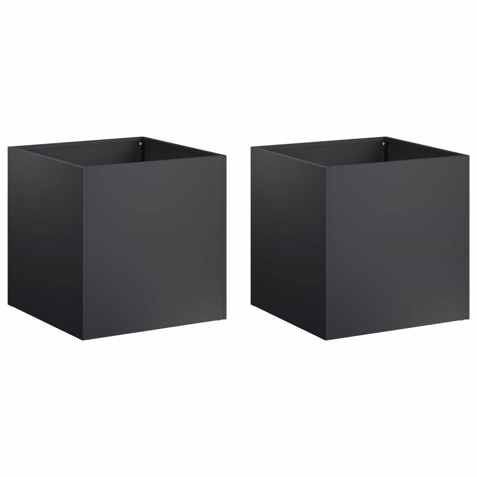 Kerti cserép 2 db fekete 25 x 25 x 25 cm hidegen hengerelt acél