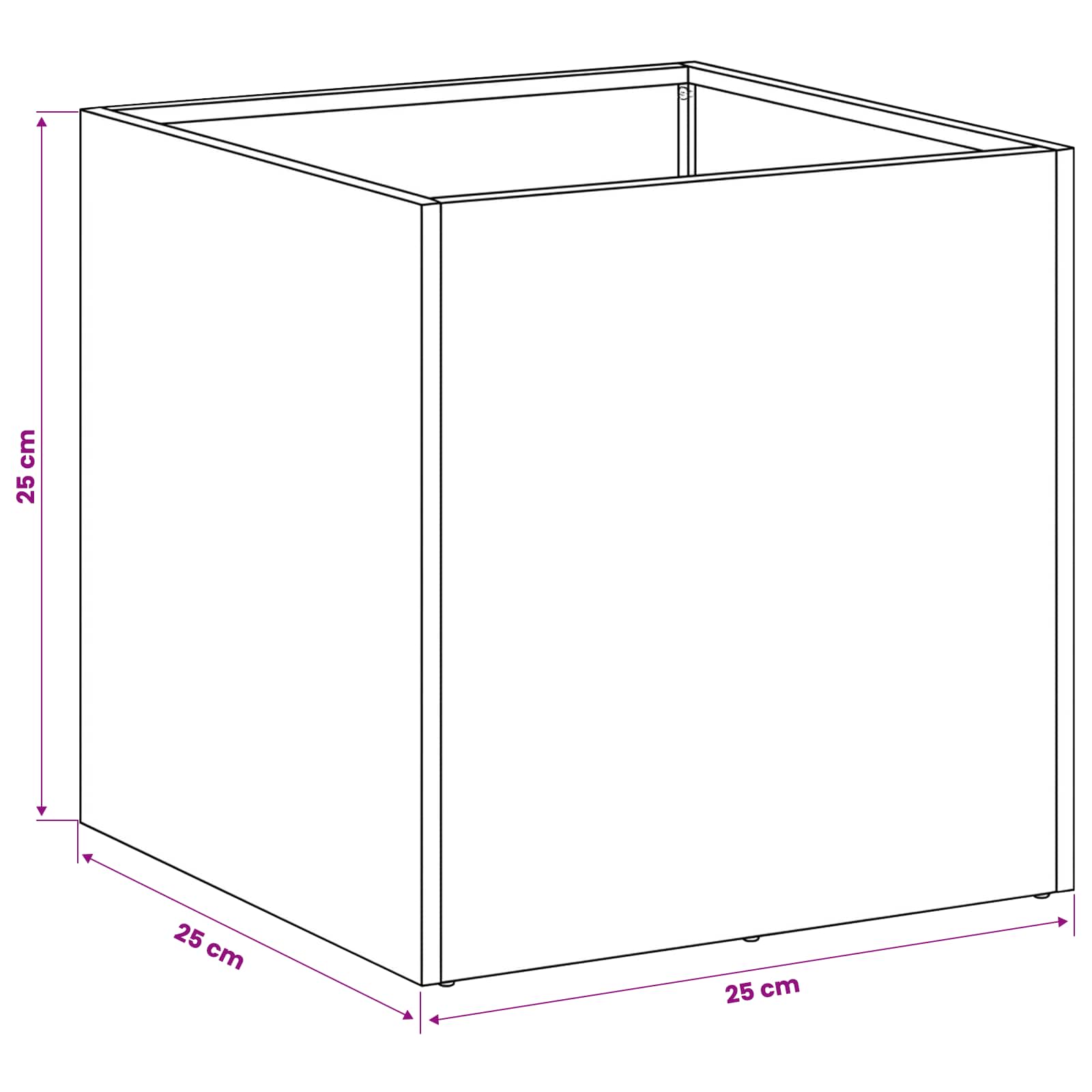 Kerti cserép 2 db fekete 25 x 25 x 25 cm hidegen hengerelt acél