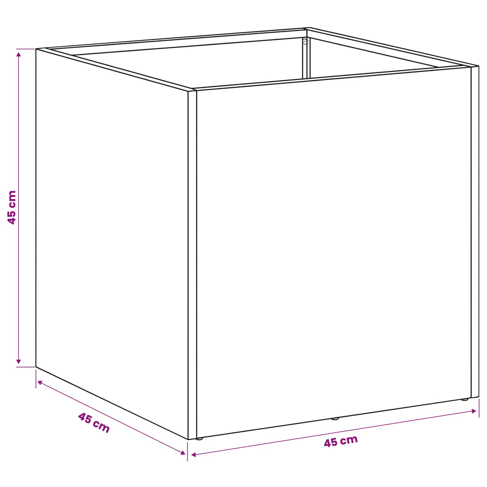 Kerti cserép 2 db antracitszürke 45 x 45 x 45 cm