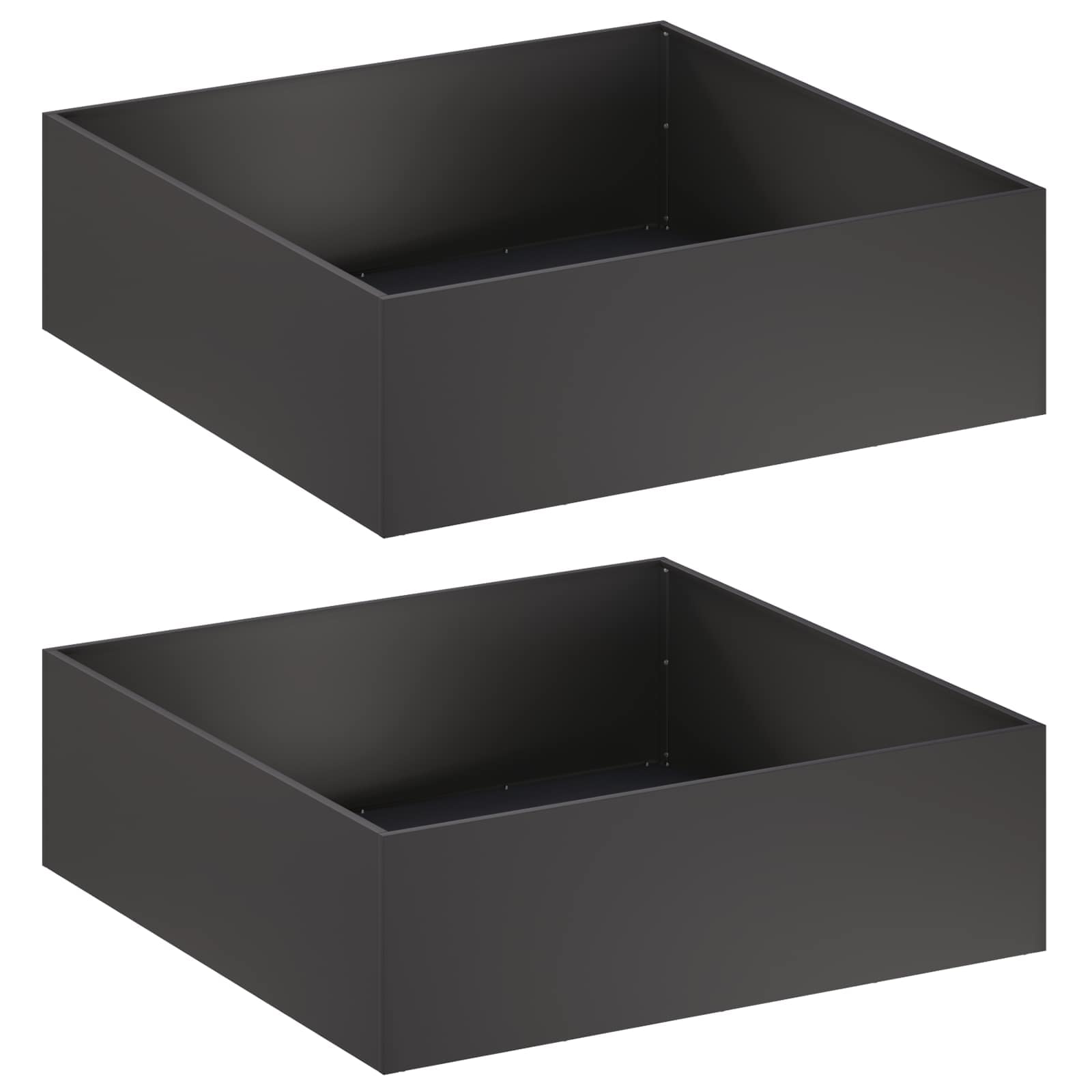 Kerti cserép 2 db fekete 80 x 80 x 30 cm hidegen hengerelt acél