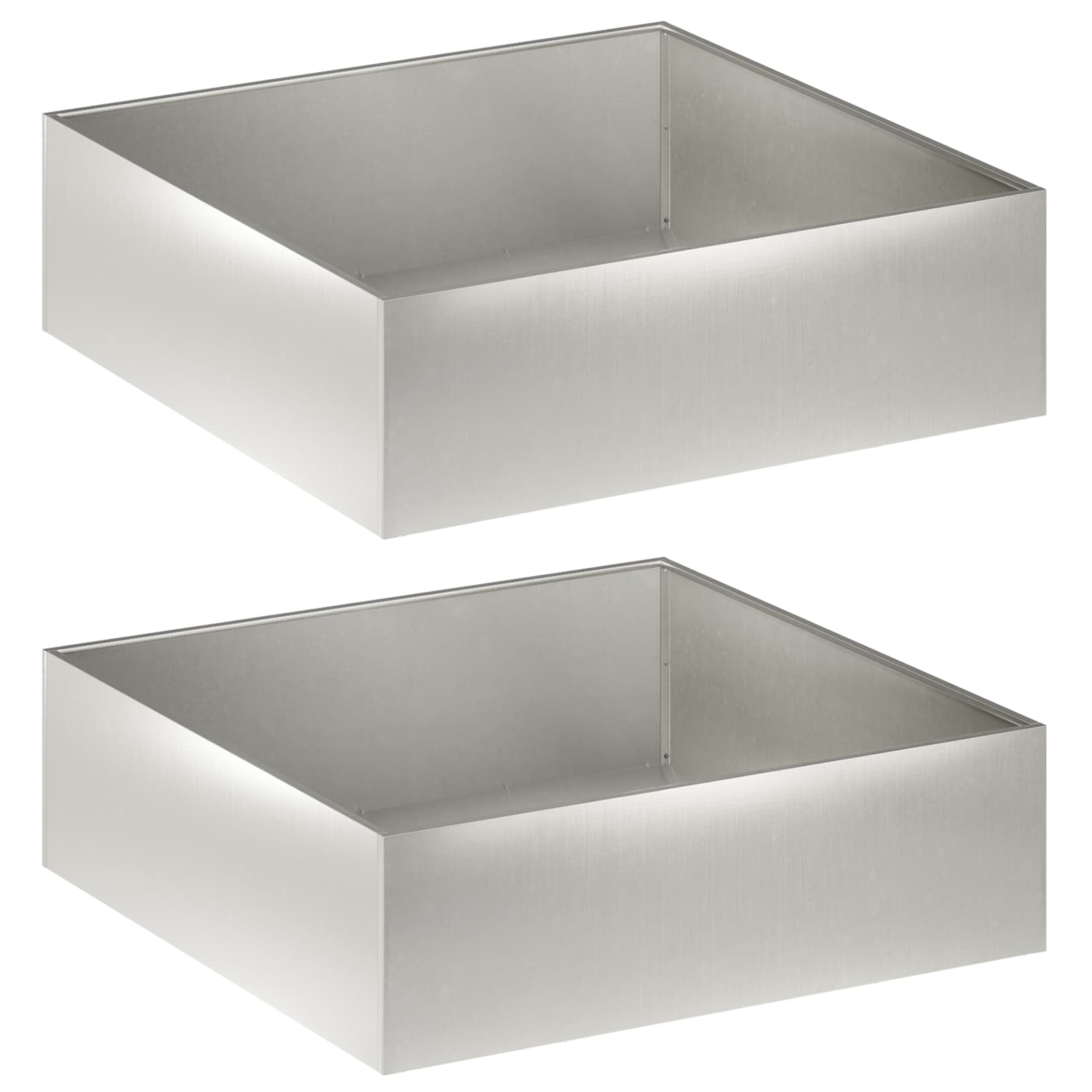 Kerti cserép 2 db ezüst 80 x 80 x 30 cm rozsdamentes acél