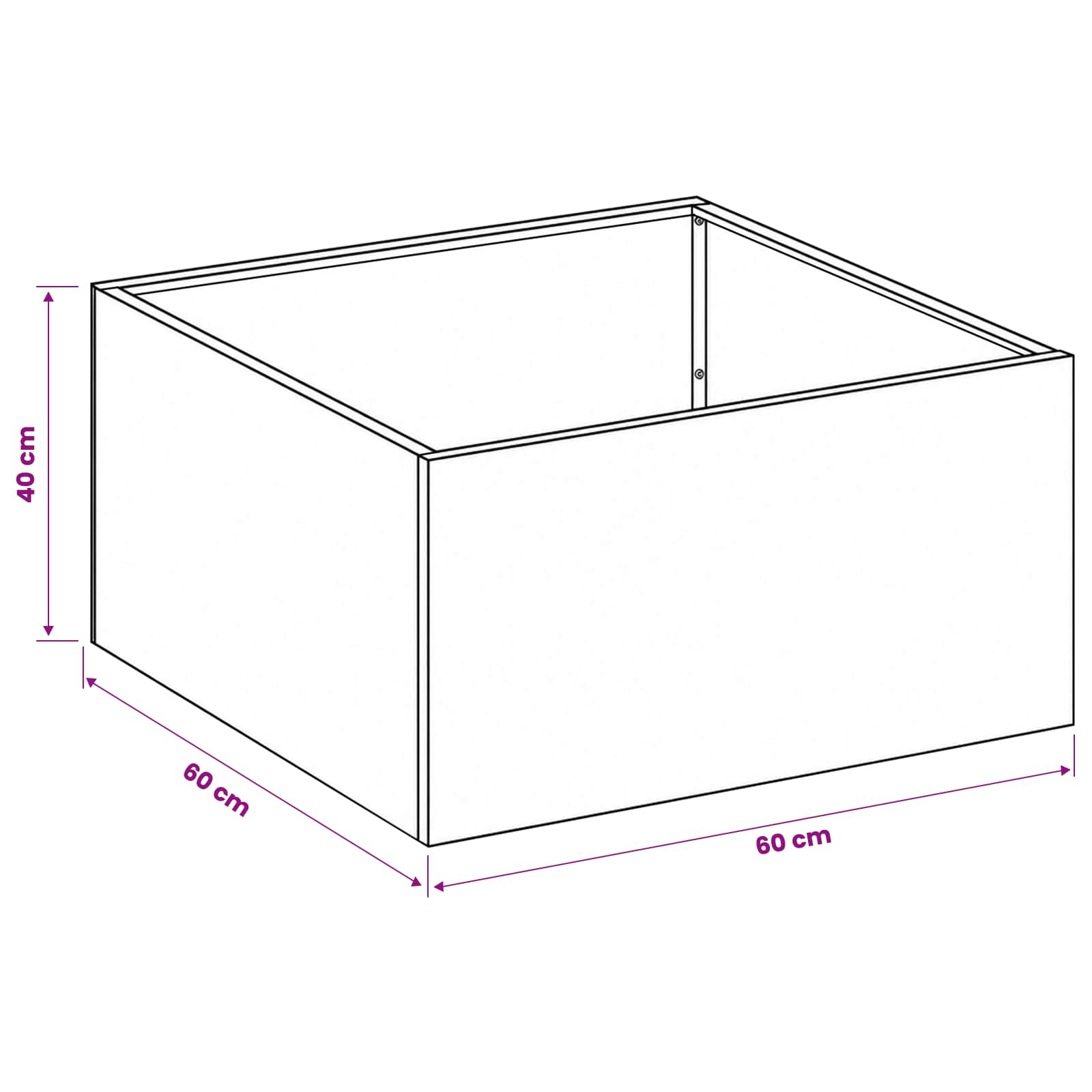 Kerti cserép 2 db fehér 60 x 60 x 40 cm hidegen hengerelt acél