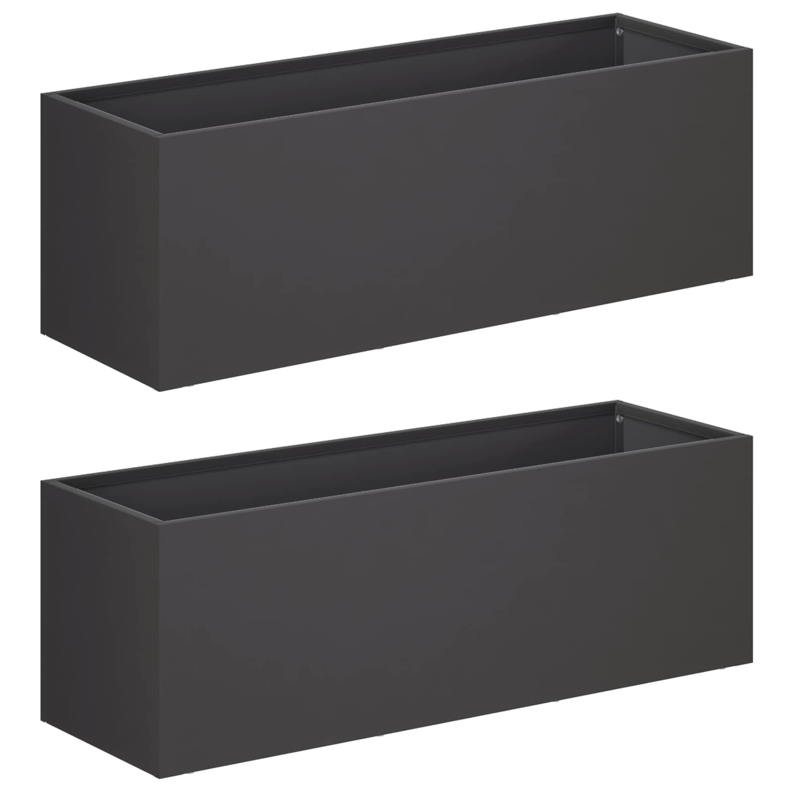 Kerti cserép 2 db fekete 40 x 20 x 20 cm hidegen hengerelt acél