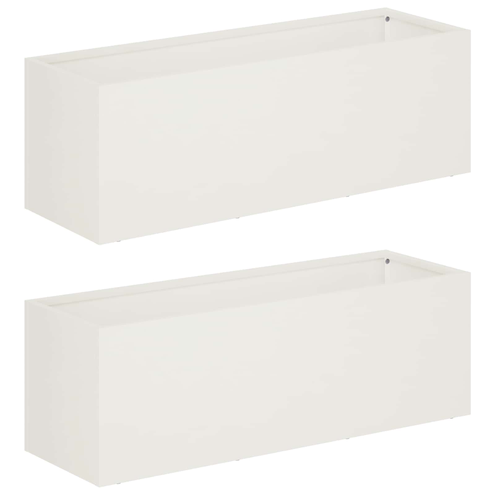 Kerti cserép 2 db fehér 40 x 20 x 20 cm hidegen hengerelt acél