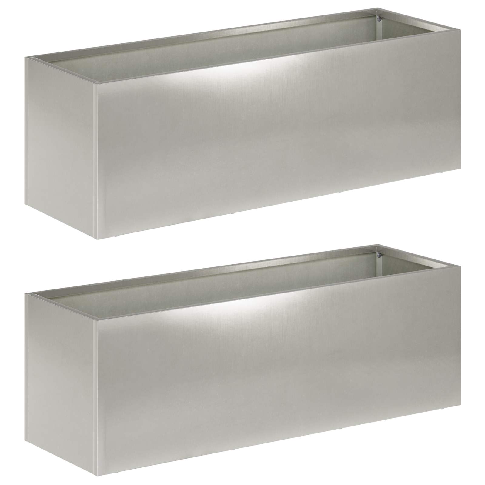 Kerti cserép 2 db ezüst 60 x 20 x 20 cm rozsdamentes acél