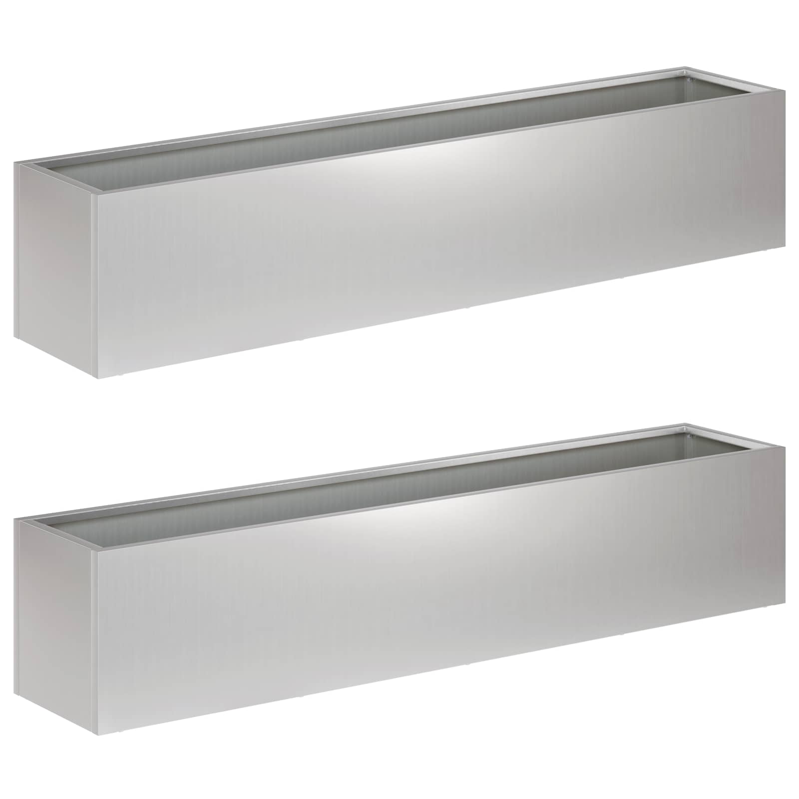 Kerti cserép 2 db ezüst 80 x 20 x 20 cm horganyzott acél