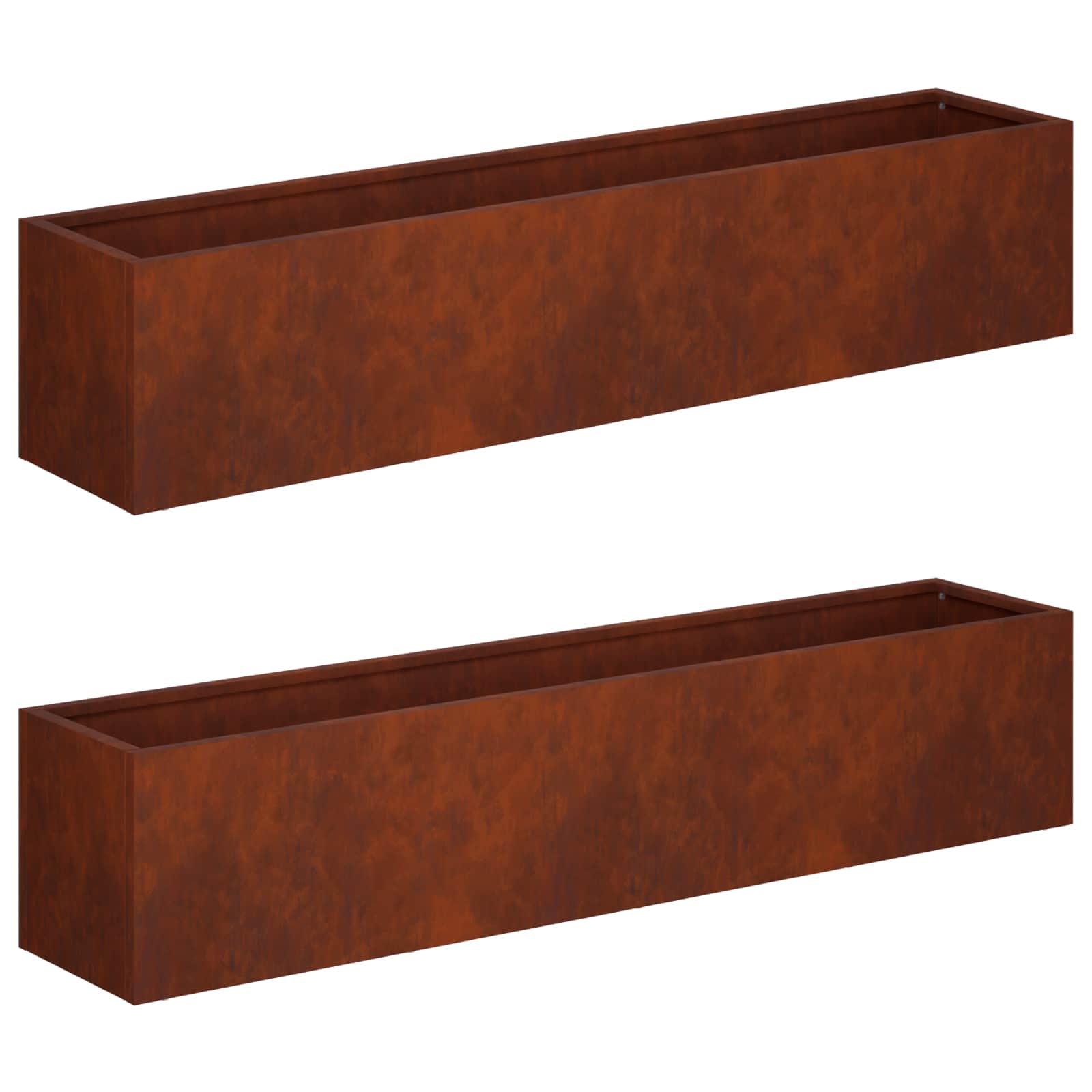 Kerti cserép 2 db rozsdás 80 x 20 x 20 cm időjárásálló acél