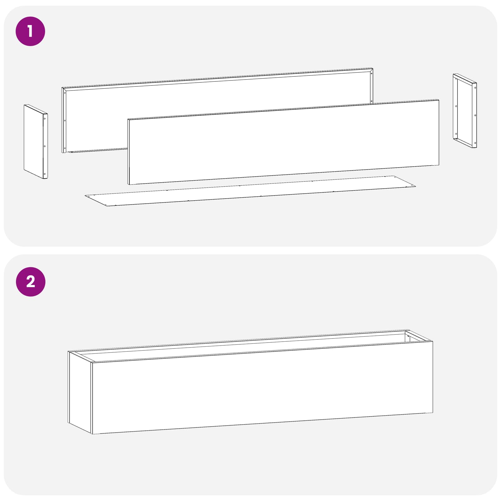 Kerti cserép fekete 100 x 20 x 20 cm hidegen hengerelt acél