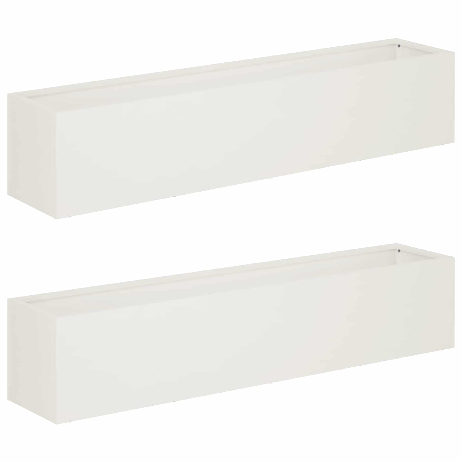 Kerti cserép 2 db fehér 100 x 20 x 20 cm hidegen hengerelt acél