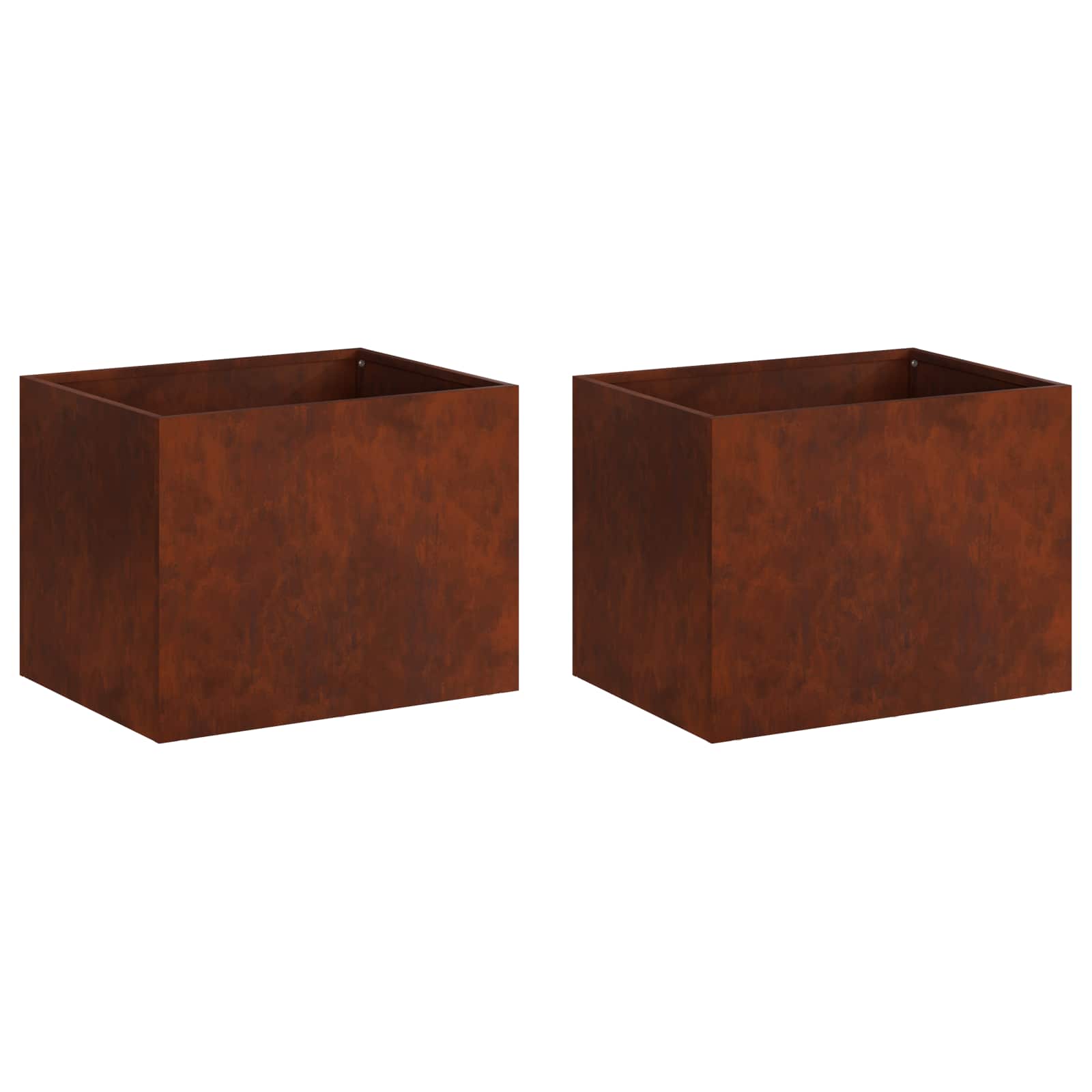 Kerti cserép 2 db rozsdás 40 x 30 x 30 cm időjárásálló acél