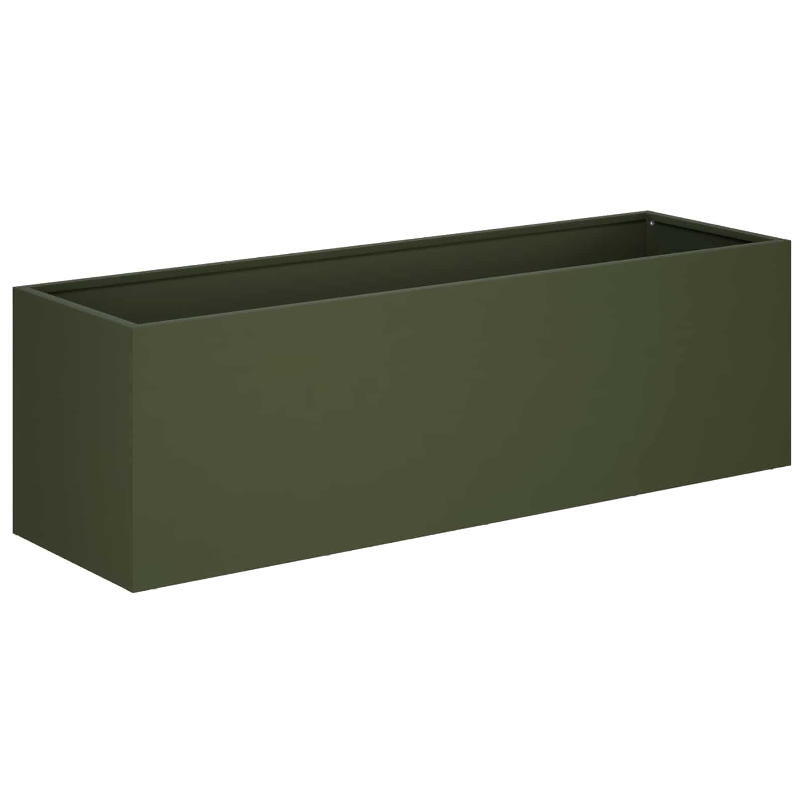 Kerti cserép olajzöld 80 x 30 x 30 cm hidegen hengerelt acél