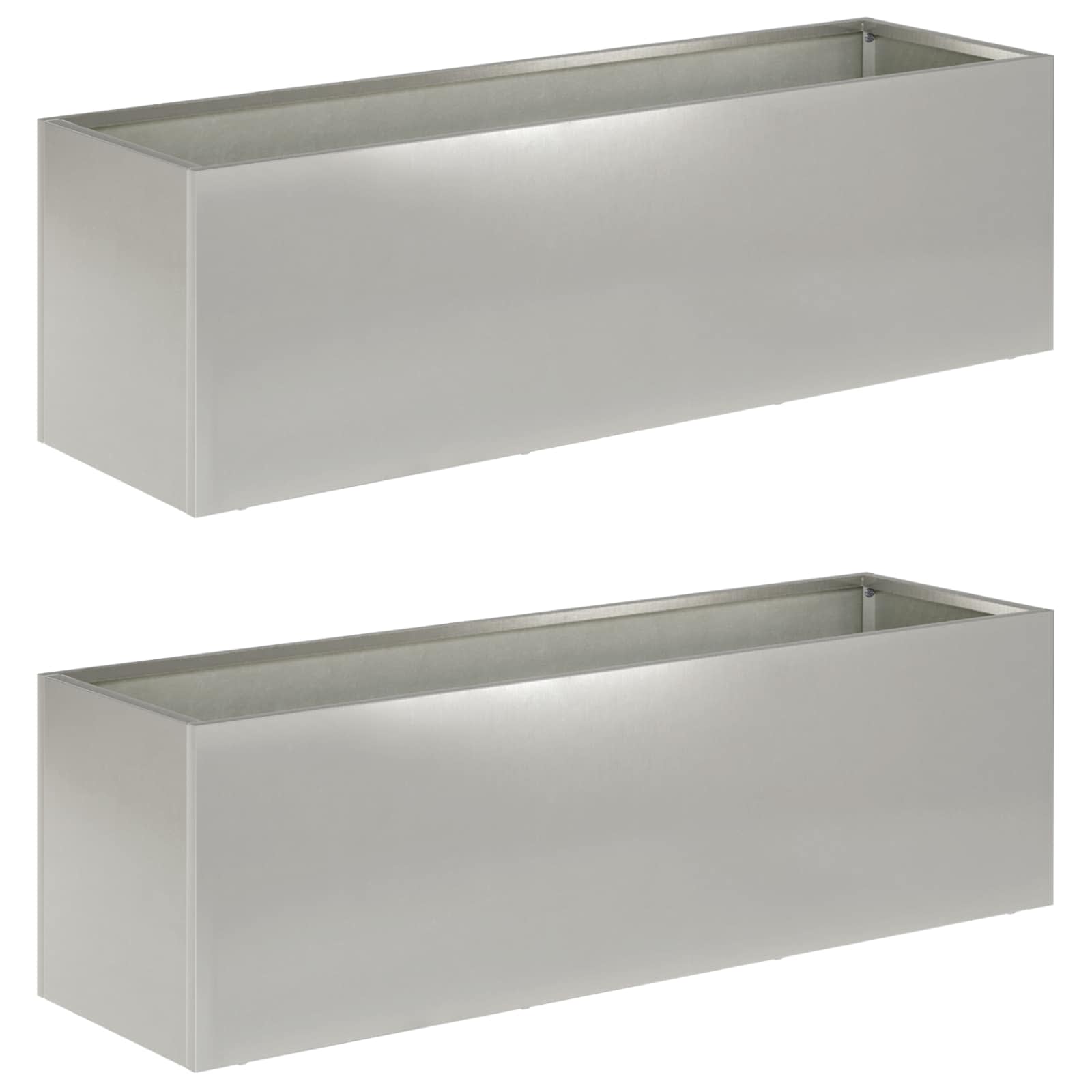 Kerti cserép 2 db ezüst 80 x 30 x 30 cm rozsdamentes acél