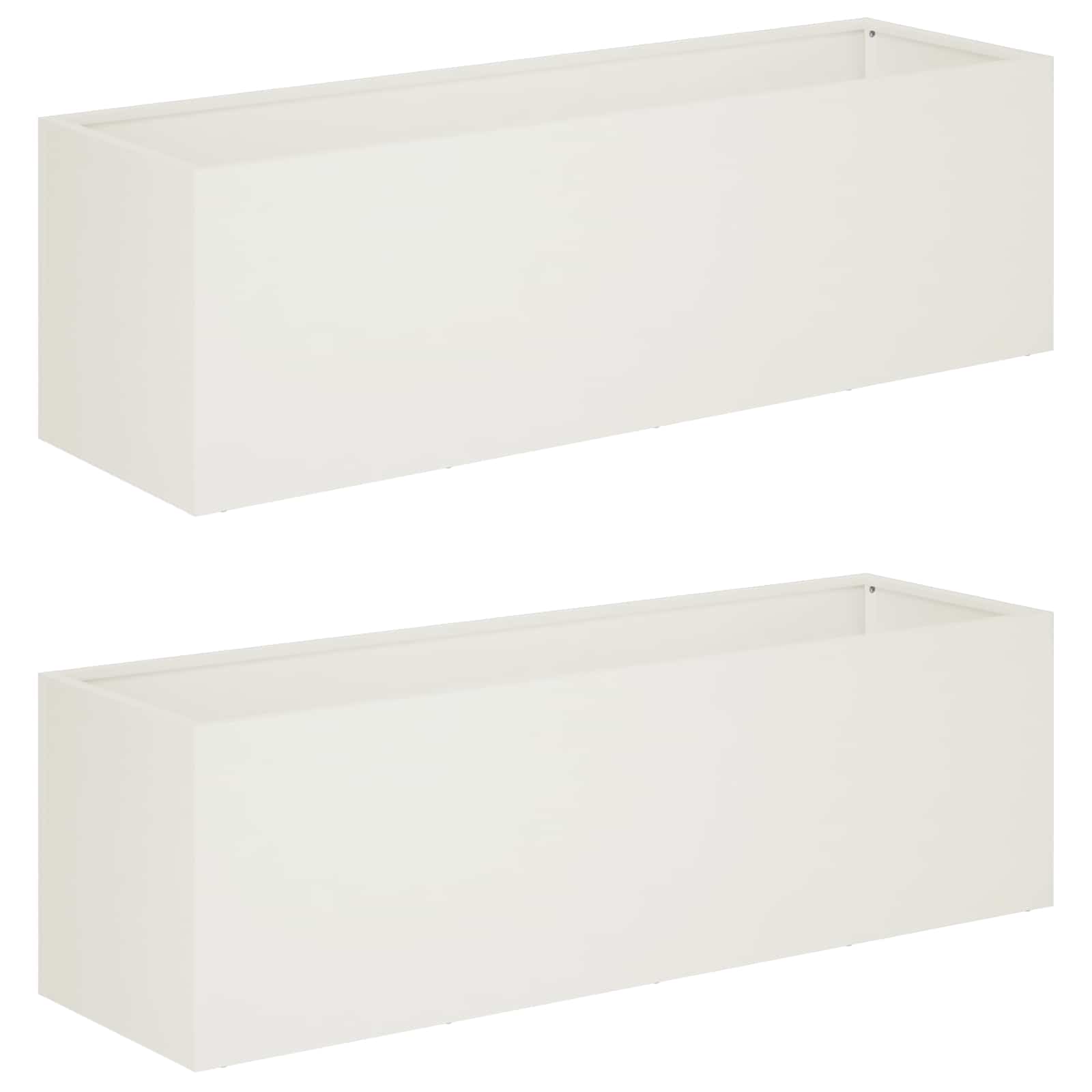 Kerti cserép 2 db fehér 100 x 30 x 30 cm hidegen hengerelt acél