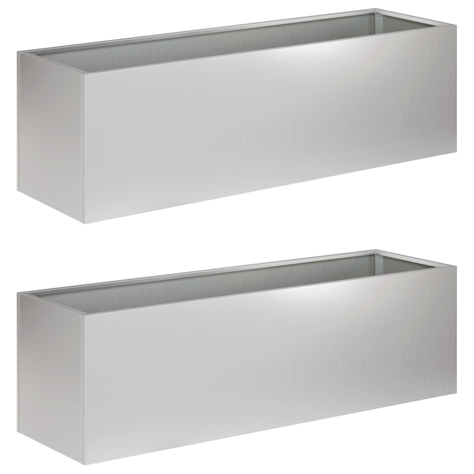 Kerti cserép 2 db ezüst 100 x 30 x 30 cm horganyzott acél